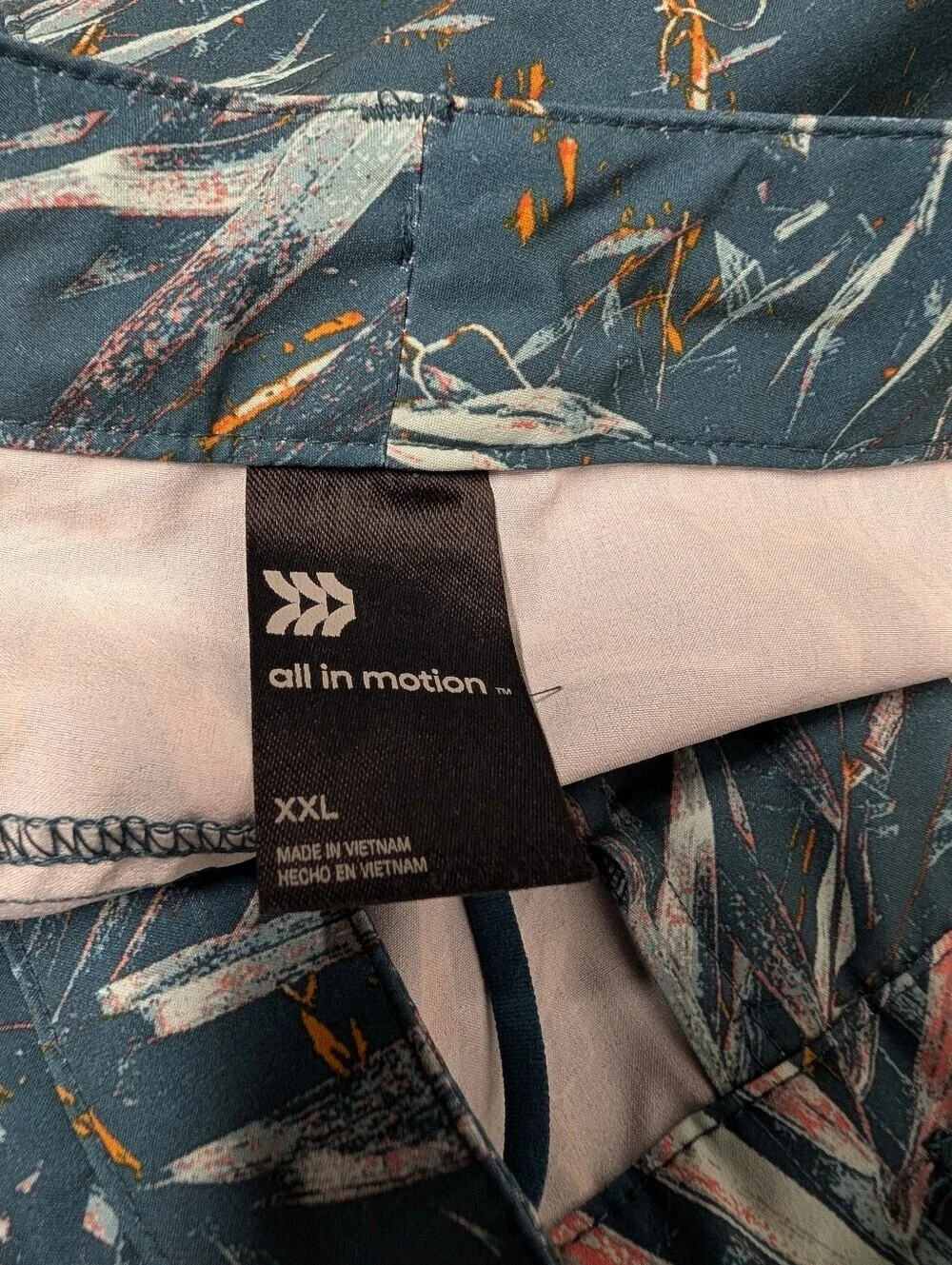 All in Motion Hybrid Shorts Mens XXL NWT Palm Leaf Print Navy Blue Athletic